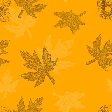 Seamless pattern of beautiful autumn maple leaf white and black illustration Stockillustratie
