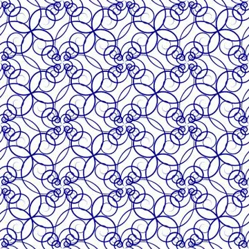 Seamless pattern of beautiful blue curly lines Stock Illustration