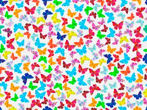 Seamless pattern with beautiful butterflies, polygons. Vector illustration 스톡 일러스트