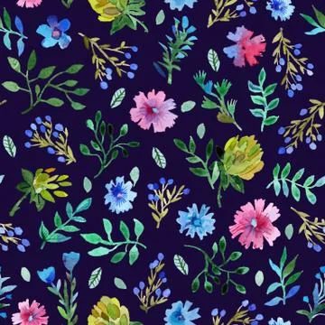 Seamless pattern with Beautiful flowers and leaves. Stock Illustration