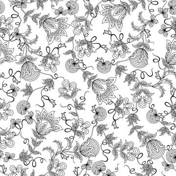 Seamless pattern with beautiful flowers Stock Illustration