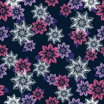 Seamless pattern with beautiful flowers. Vector illustration Stock Illustration