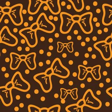 Seamless pattern with beautiful hand drawn bows.Doodle illustration Stock Illustration