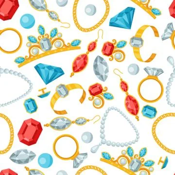 Seamless pattern with beautiful jewelry Stock Illustration