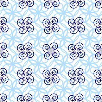 Seamless pattern of beautiful light blue curly lines Stock Illustration