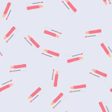 Seamless pattern beautiful lipstick makeup cartoon vector Stock Illustration