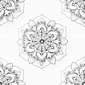 Seamless pattern of beautiful mandala on a white background. Stock Illustration