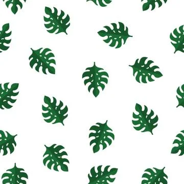 Seamless Pattern with Beautiful Monstera Leaves. Tropical Jungle Flora. Vector. Stock Illustration