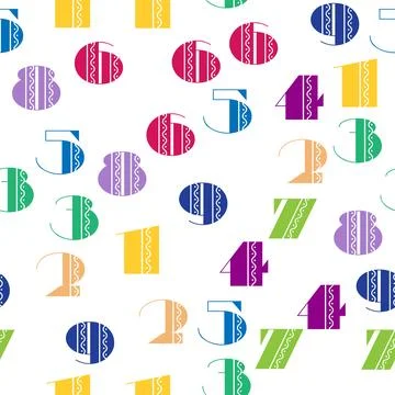 Seamless pattern with beautiful numbers. Algebra and geometry, calculations Stock Illustration