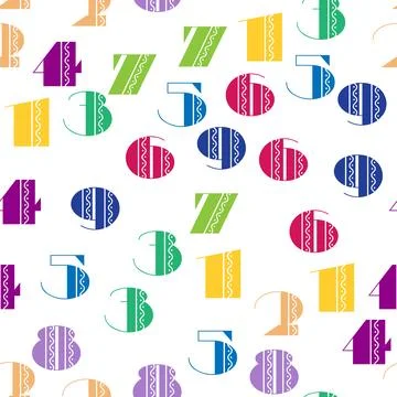 Seamless pattern with beautiful numbers. Algebra and geometry, calculations Stock Illustration
