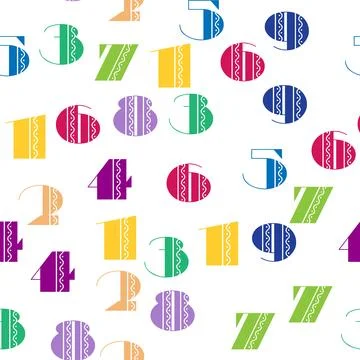 Seamless pattern with beautiful numbers. Algebra and geometry, calculations Illustrazione stock
