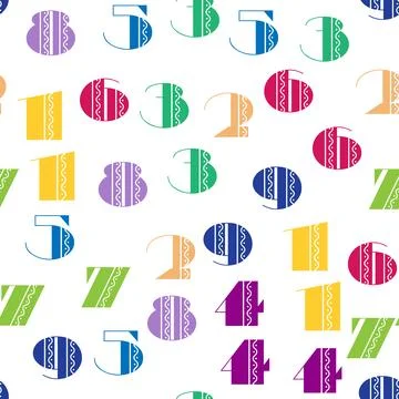 Seamless pattern with beautiful numbers. Algebra and geometry, calculations Stock Illustration