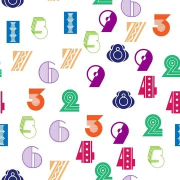 Seamless pattern with beautiful numbers. Algebra and geometry, calculations Stock Illustration