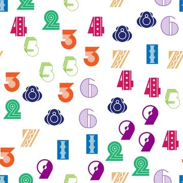 Seamless pattern with beautiful numbers. Algebra and geometry, calculations Illustrazione stock