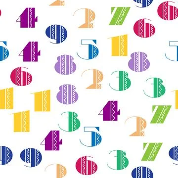 Seamless pattern with beautiful numbers. Algebra and geometry, calculations Stock Illustration