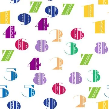Seamless pattern with beautiful numbers. Algebra and geometry, calculations Stock Illustration