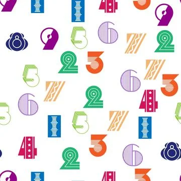 Seamless pattern with beautiful numbers. Algebra and geometry, calculations Stock Illustration