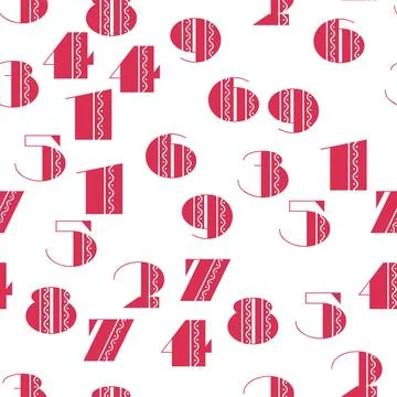 Seamless pattern with beautiful numbers. Algebra and geometry, calculations Stock Illustration