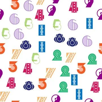 Seamless pattern with beautiful numbers. Algebra and geometry, calculations 스톡 일러스트