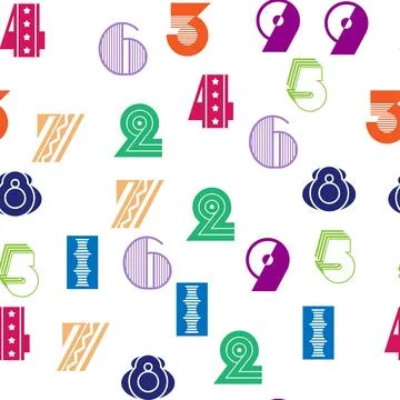 Seamless pattern with beautiful numbers. Algebra and geometry, calculations Stock Illustration