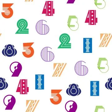 Seamless pattern with beautiful numbers. Algebra and geometry, calculations Stock Illustration