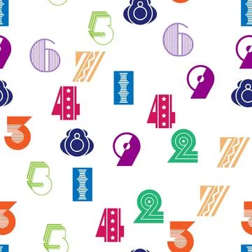 Seamless pattern with beautiful numbers. Algebra and geometry, calculations Stock Illustration