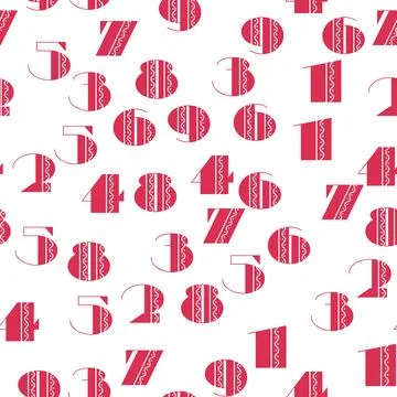 Seamless pattern with beautiful numbers. Algebra and geometry, calculations Stock Illustration