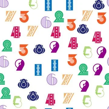 Seamless pattern with beautiful numbers. Algebra and geometry, calculations Stock Illustration
