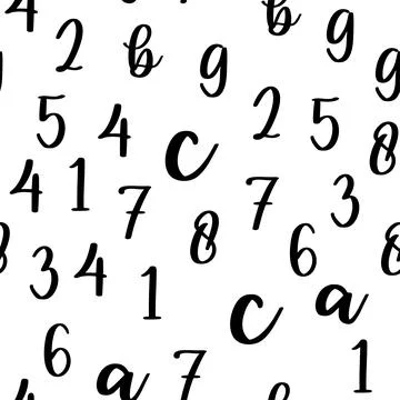 Seamless pattern with beautiful numbers. Algebra and geometry, calculations Stock Illustration