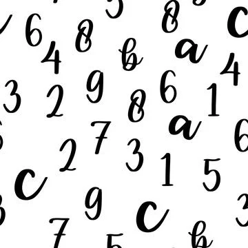 Seamless pattern with beautiful numbers. Algebra and geometry, calculations Stock Illustration