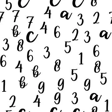 Seamless pattern with beautiful numbers. Algebra and geometry, calculations Stock Illustration