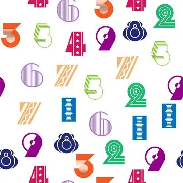 Seamless pattern with beautiful numbers. Algebra and geometry, calculations Stock Illustration