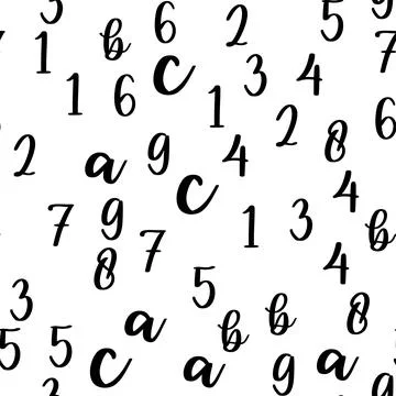 Seamless pattern with beautiful numbers. Algebra and geometry, calculations Stock Illustration