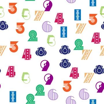Seamless pattern with beautiful numbers. Algebra and geometry, calculations Illustrazione stock