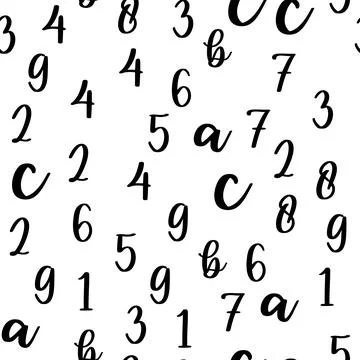 Seamless pattern with beautiful numbers. Algebra and geometry, calculations 스톡 일러스트