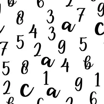 Seamless pattern with beautiful numbers. Algebra and geometry, calculations Stock Illustration