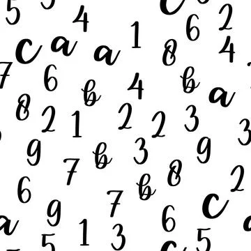 Seamless pattern with beautiful numbers. Algebra and geometry, calculations Stock Illustration