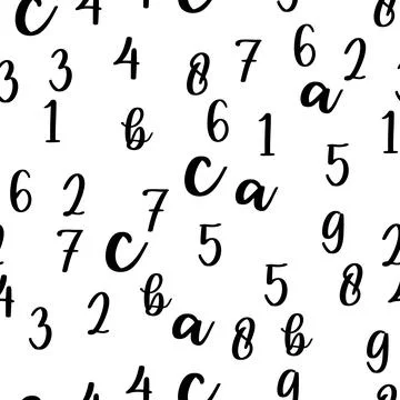 Seamless pattern with beautiful numbers. Algebra and geometry, calculations Stock Illustration