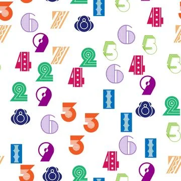 Seamless pattern with beautiful numbers. Algebra and geometry, calculations Stock Illustration