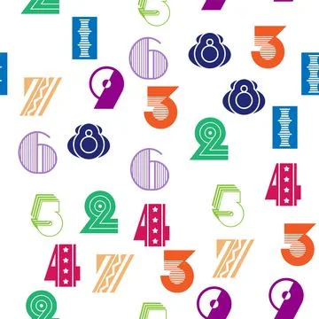 Seamless pattern with beautiful numbers. Algebra and geometry, calculations Stock Illustration