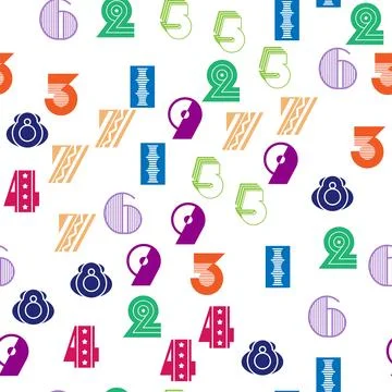 Seamless pattern with beautiful numbers. Algebra and geometry, calculations Illustrazione stock