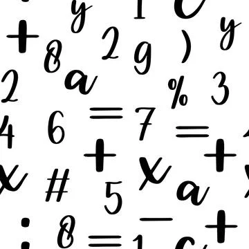 Seamless pattern with beautiful numbers. Algebra and geometry, calculations Stock Illustration