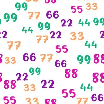 Seamless pattern with beautiful numbers. Ten, twenty, thirty, forty, fifty,.. Illustrazione stock