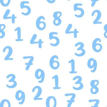 Seamless pattern with beautiful numbers. Ten, twenty, thirty, forty, fifty,.. 스톡 일러스트