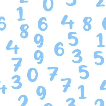 Seamless pattern with beautiful numbers. Ten, twenty, thirty, forty, fifty,.. Illustrazione stock