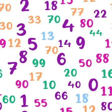 Seamless pattern with beautiful numbers. Ten, twenty, thirty, forty, fifty,.. Stock Illustration