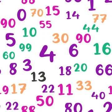 Seamless pattern with beautiful numbers. Ten, twenty, thirty, forty, fifty, s Illustrazione stock