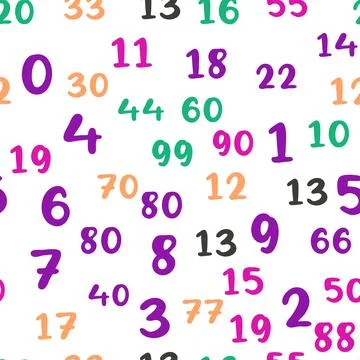 Seamless pattern with beautiful numbers. Ten, twenty, thirty, forty, fifty,.. Stockillustratie