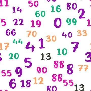 Seamless pattern with beautiful numbers. Ten, twenty, thirty, forty, fifty,.. Stock Illustration