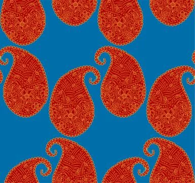 Seamless pattern of beautiful paisley cucumbers Turkish, Indian, Persian Stockillustratie